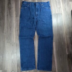 Wrangler Cowboy Cut 936PWD Blue Denim Jeans Mens 36x34 Straight Leg High Rise